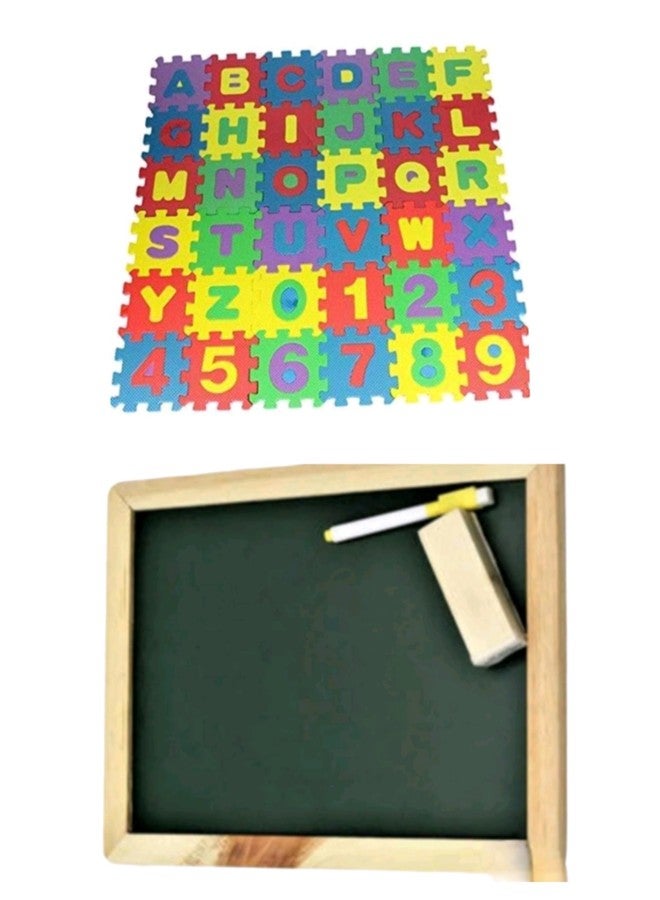 Manos Wooden Slate 2 in 1 and ABC mat Floor gamepack for Kids Combo Pack - Image 1